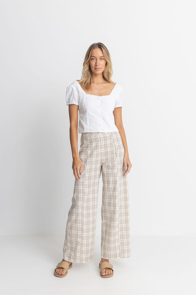 Rhythm Natural Rumi Check Wide Leg Pant