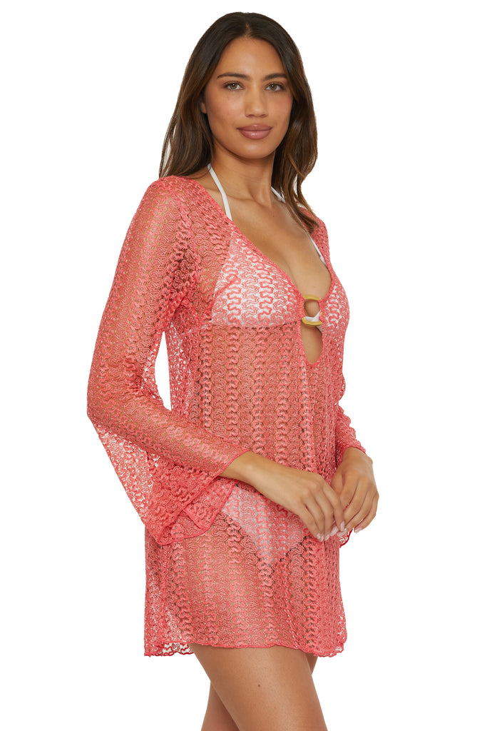 Becca Coral Reef Golden Crochet Tunic