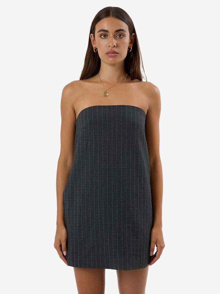 Thrills Charcoal Pinstripe Colby Strapless Dress