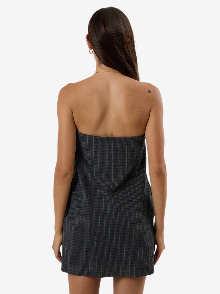 Thrills Charcoal Pinstripe Colby Strapless Dress