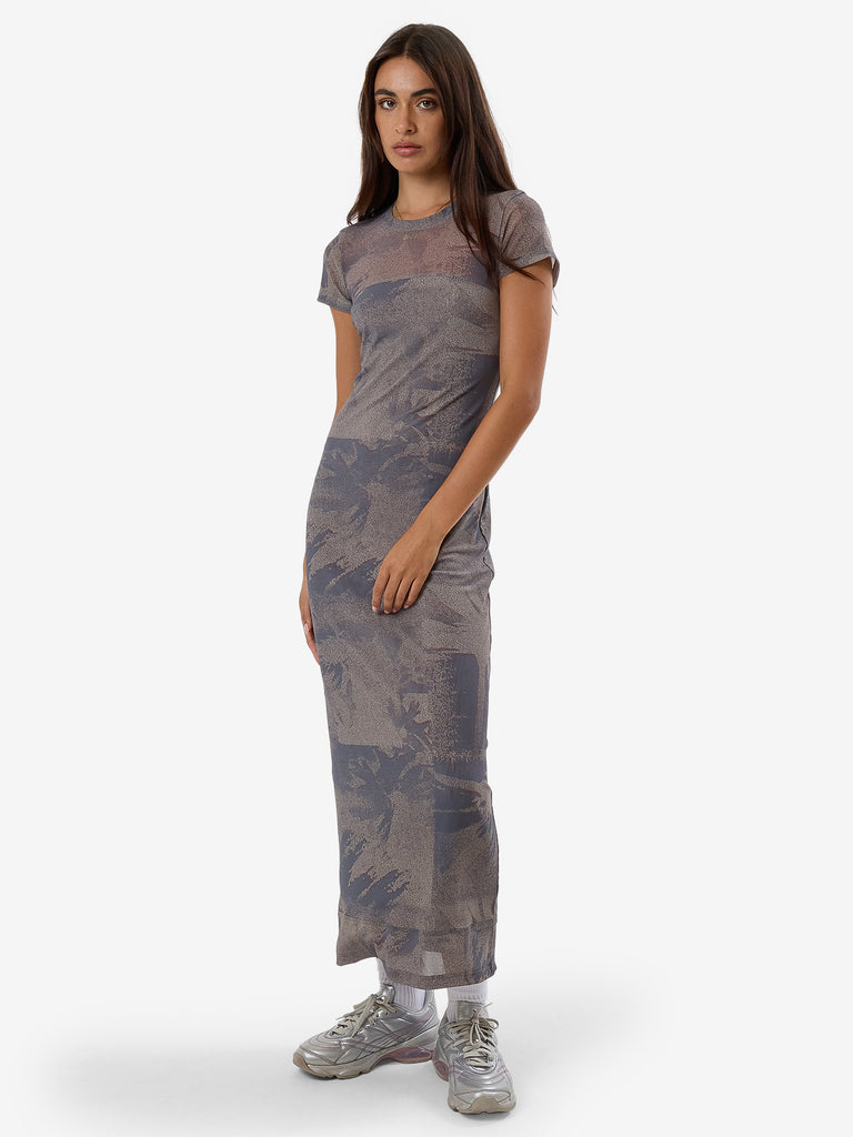 Thrills Graphite In Formation Mesh Dress