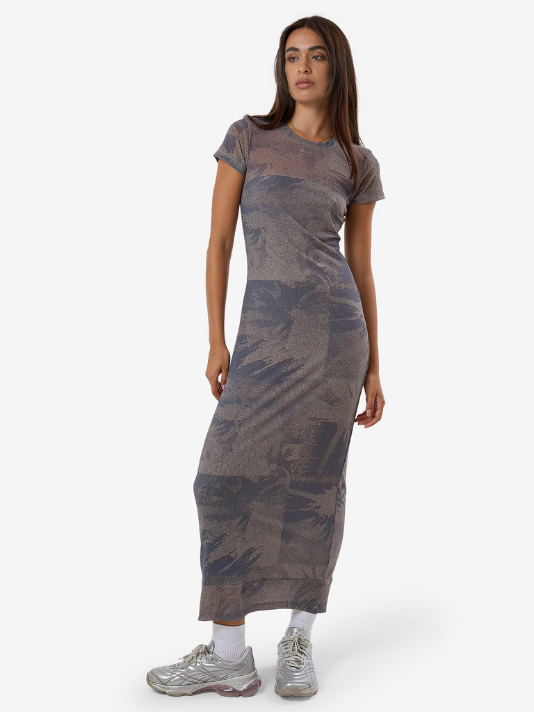 Thrills Graphite In Formation Mesh Dress