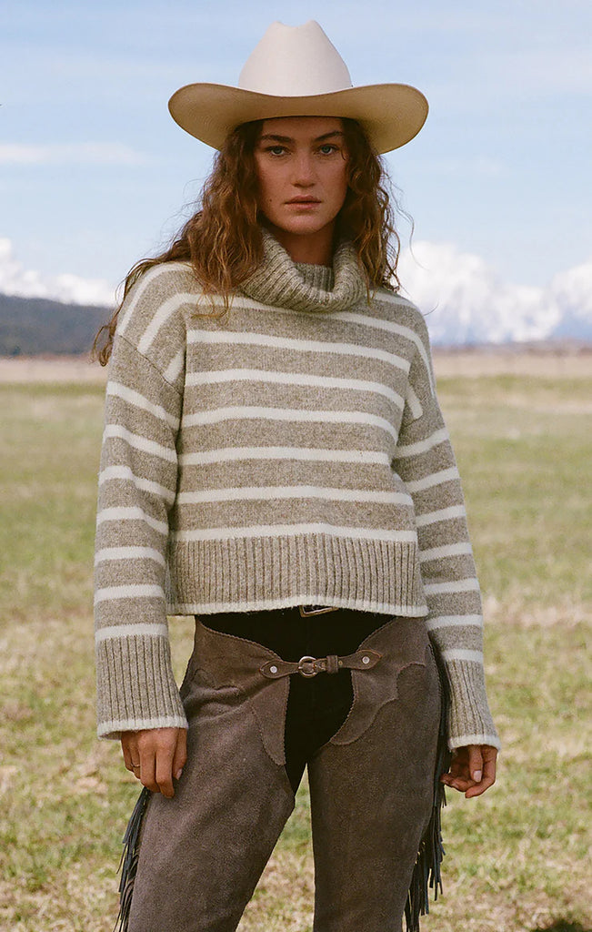 Z Supply Heather Taupe Josephine Stripe Sweater