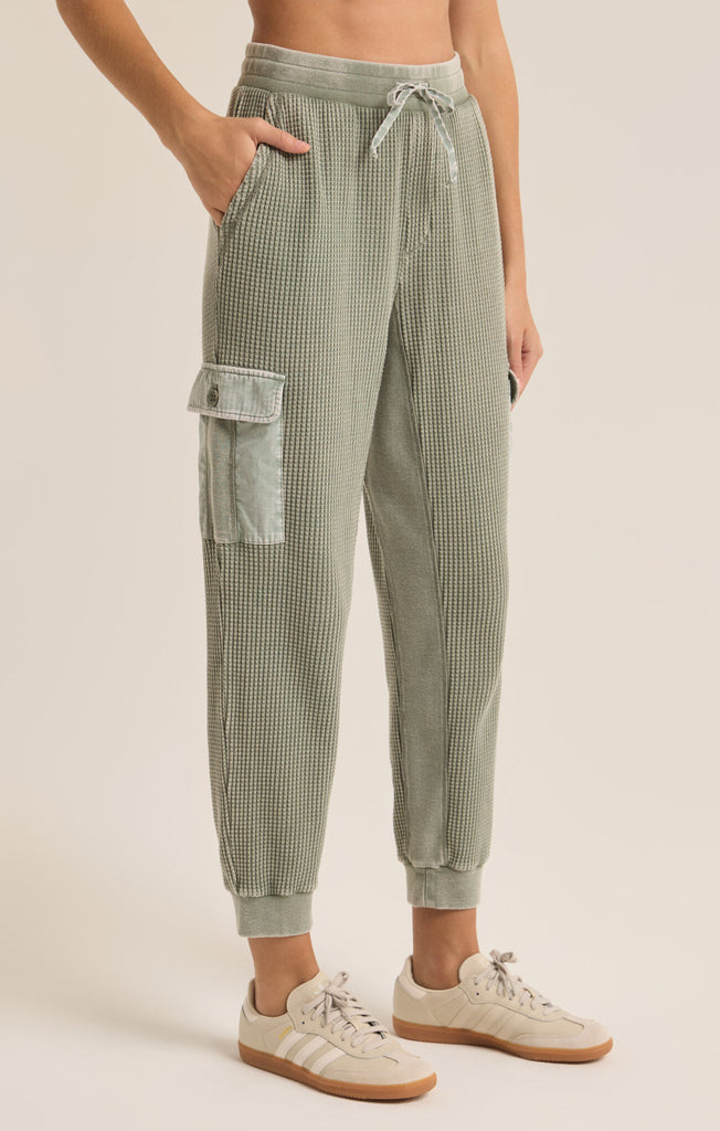 Z Supply Palm Green Niles Waffle Cargo Pant