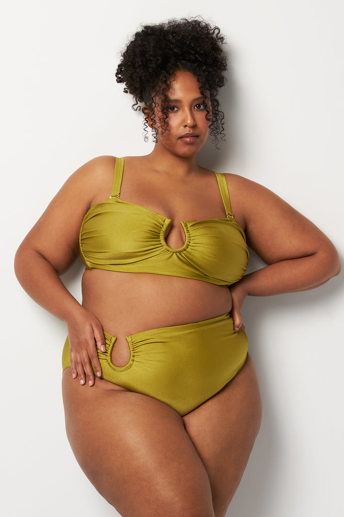 Villa Fresca Shiny Olive Sofia Bikini Top