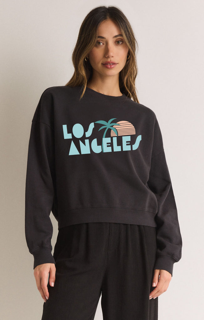 Z Supply Black Sand Los Angeles Tomgirl Sweatshirt