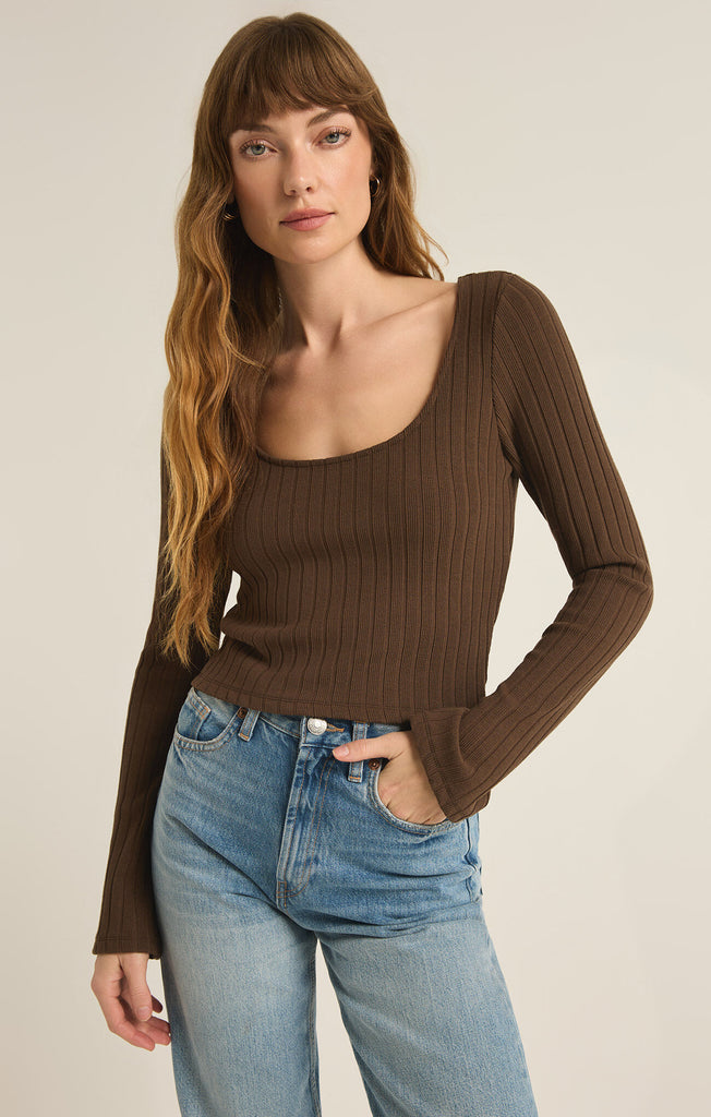 Z Supply Dark Chocolate Madeline Rib Top